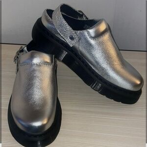 Dr. Martens Silver Mules